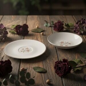 Embassy USA Floral Bread Plate & Berry Bowl, Vintage Vitrified China, Tableware